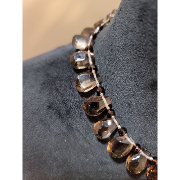 Women's Faceted Brown Glass Bead Necklace With Lobster Clasp Elegant Design - Picture 6 of 6
